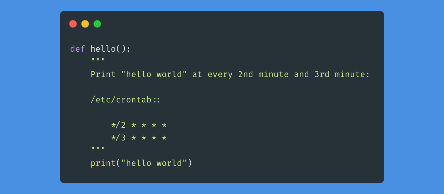 Crontab-Based Scheduling within Doctrings